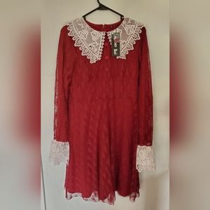 New w/tags Jawbreaker XL Dark Red and White lace dress.